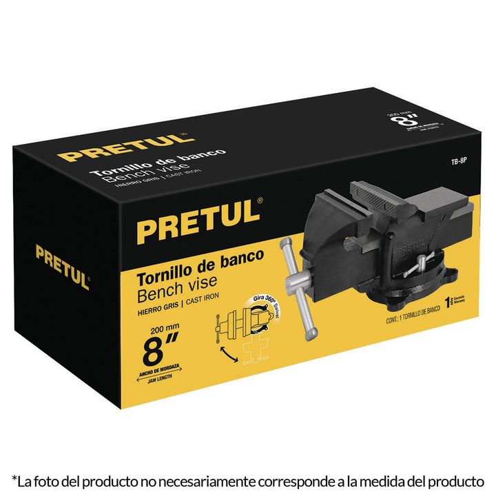 Tornillo de banco hierro gris 8' Pretul - Mundo Tool 