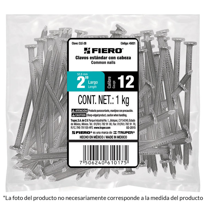 Clavo 1" con cabeza bolsa de 1 kg Fiero - Mundo Tool 