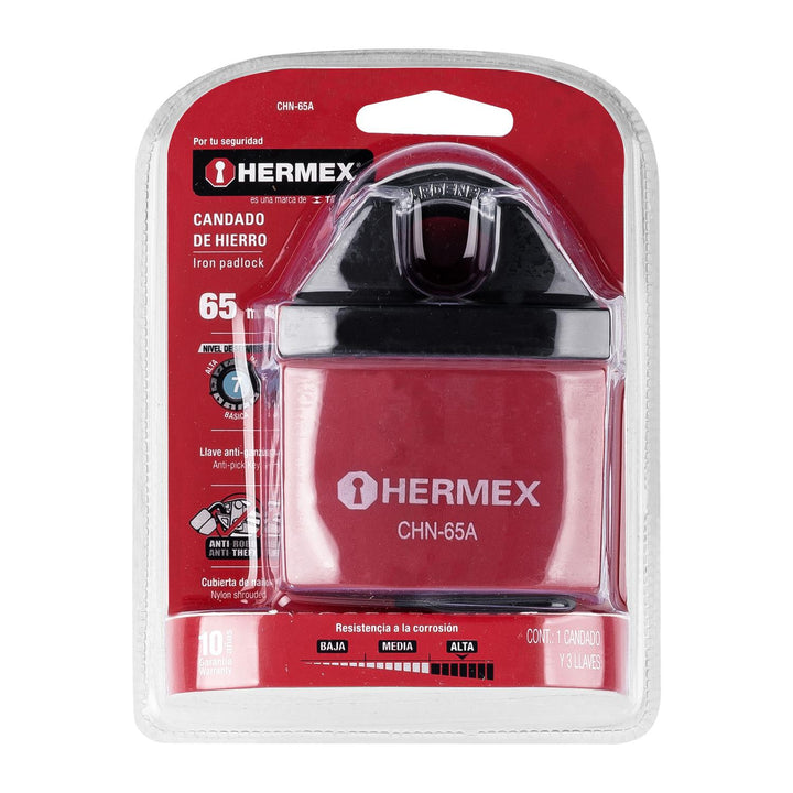 Candado Hierro 65 Mm Llave Anti-ganzúa Hermex - Mundo Tool 