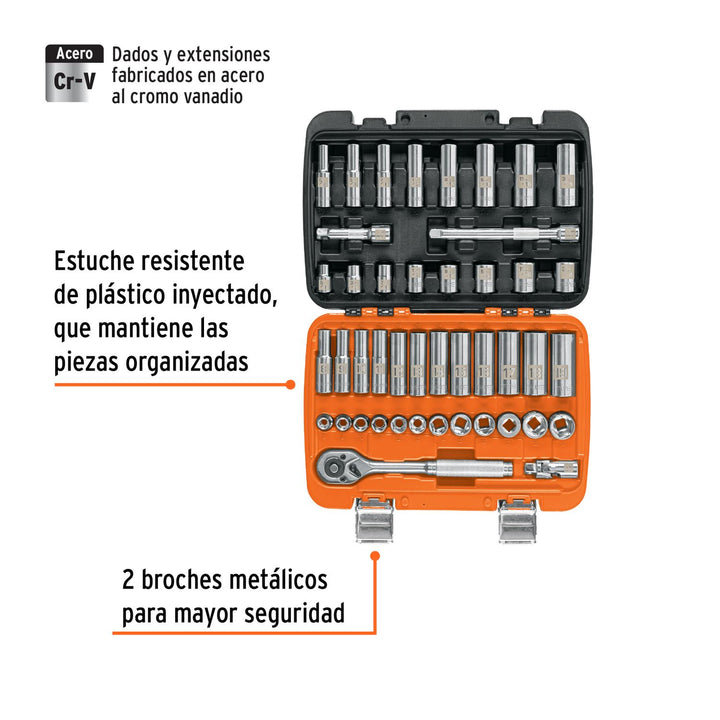Juego de 45 herramientas cuadro 3/8" std y mm para mecánico - Mundo Tool 