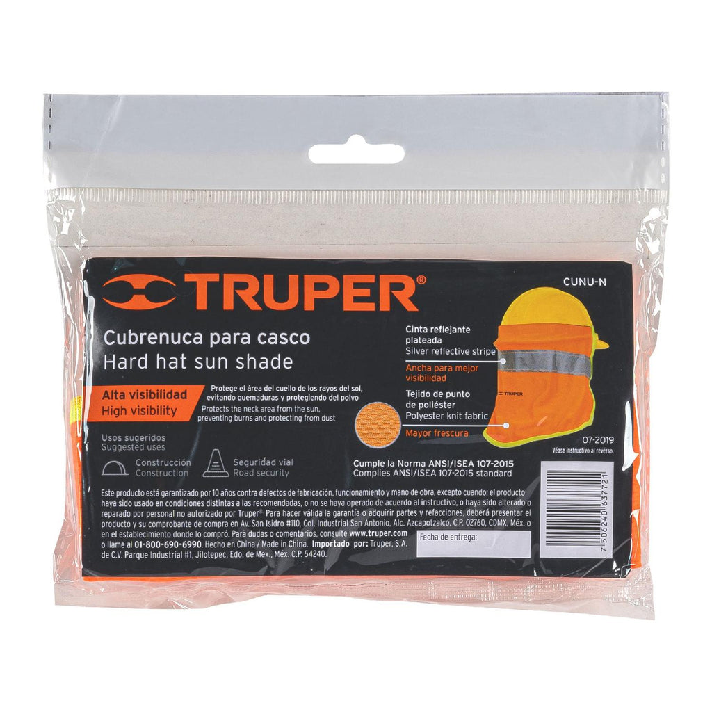 Cubrenuca Para Casco Color Naranja 30 Cm Truper - Mundo Tool 
