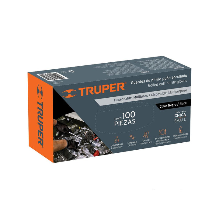 Guante De Nitrilo Desechable Negro Caja 100pzas Truper - Mundo Tool 