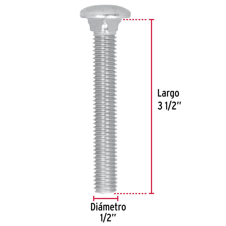 Tornillo tipo coche, 1/2 x 3-1/2', bolsa con 20 piezas Fiero - Mundo Tool 