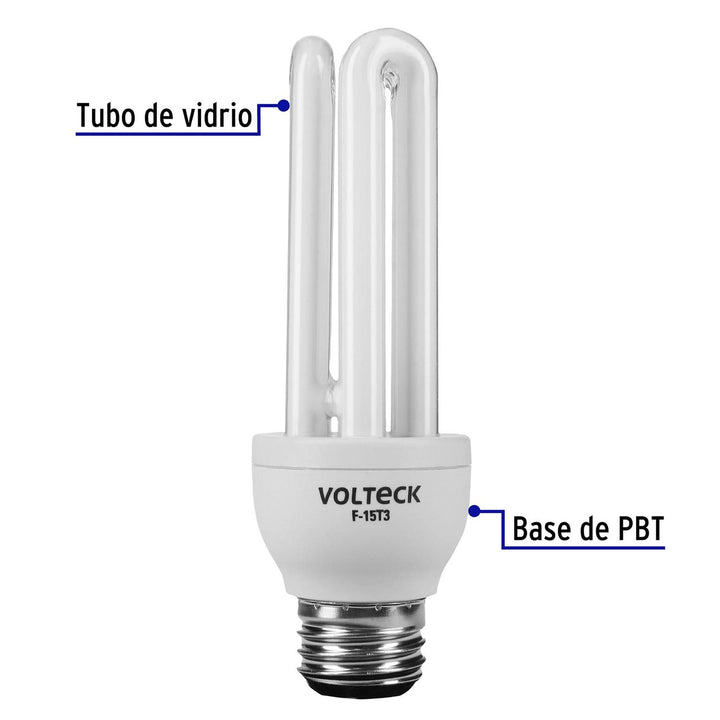 Lámpara triple T3 15 W luz de día en blíster, Volteck - Mundo Tool 