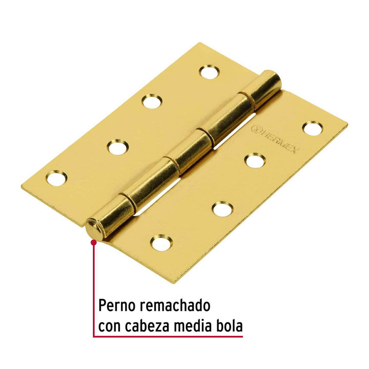 Bisagra Rectangular 4' Acero Latón Hermex - Mundo Tool 