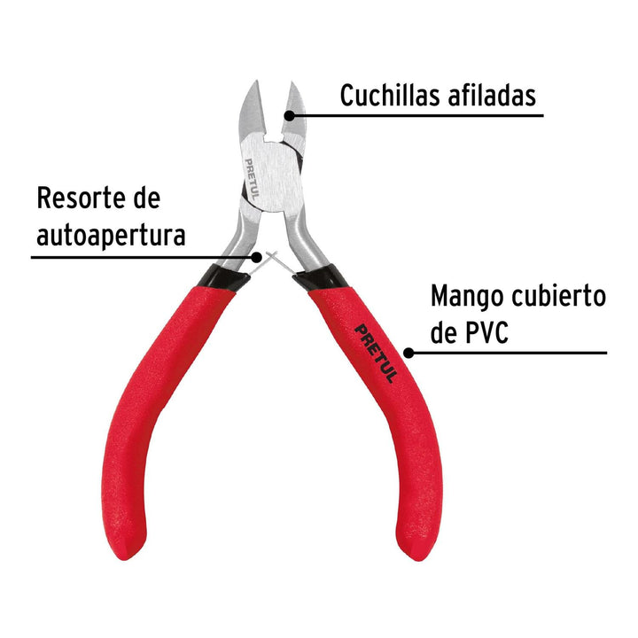 Mini pinza de corte diagonal 4", Pretul - Mundo Tool 