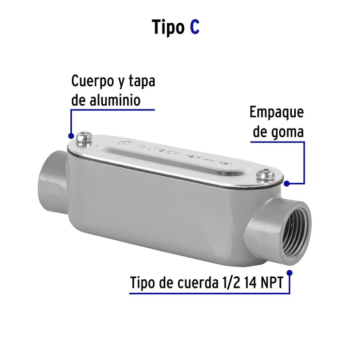 Condulet 1/2' Conexión Tipo C Volteck - Mundo Tool 