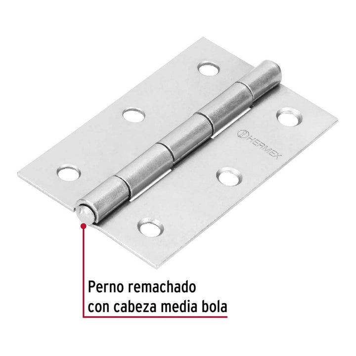 Bisagra Rectangular 3-1/2' Acero Pulido Hermex - Mundo Tool 