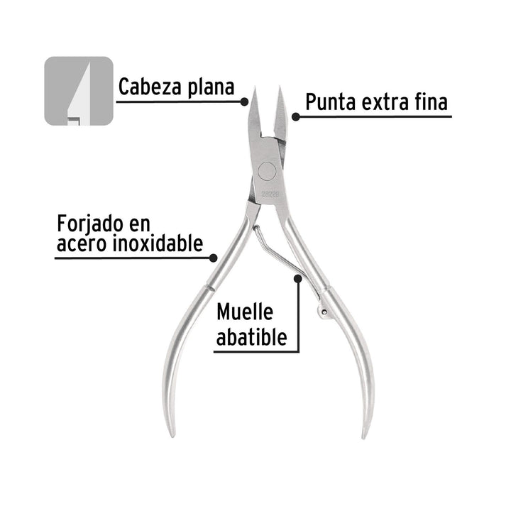 Alicate para pedicure 5', cabeza plana, Pretul - Mundo Tool 