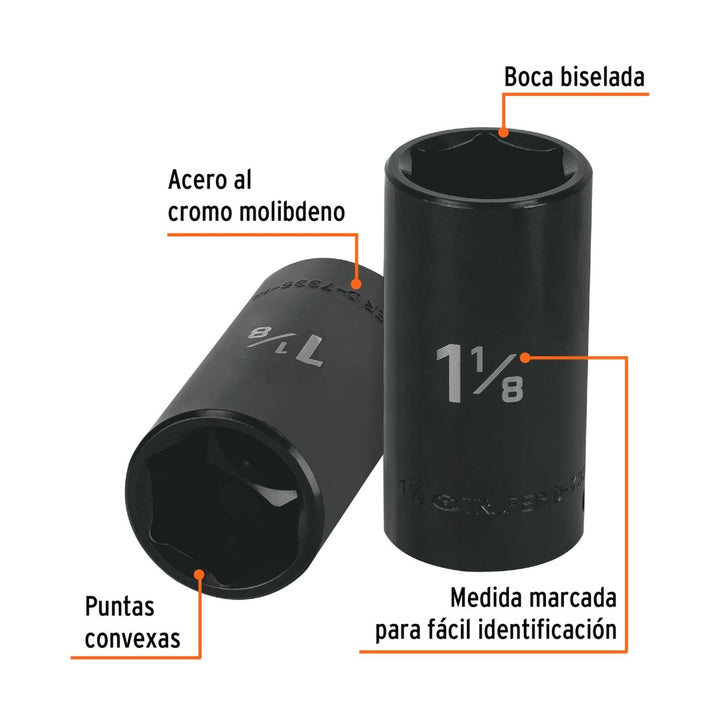 Dado de impacto 1-1/8" cuadro 1/2" Truper - Mundo Tool 