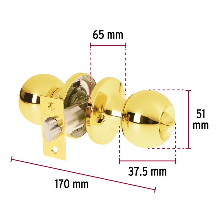 Cerradura tipo esfera, tubular, recámara,brillante, Hermex - Mundo Tool 