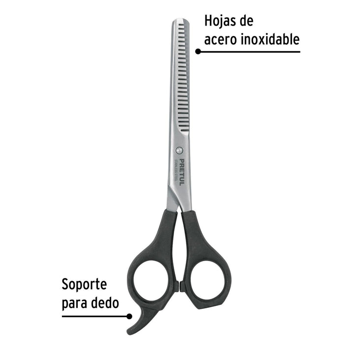 Tijera 6-1/2' acero inox p/estilista p/degrafilado, Pretul - Mundo Tool 