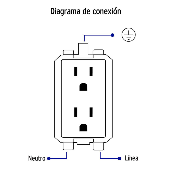 Contacto dúplex aterrizado, color madera, línea Italiana Volteck - Mundo Tool 