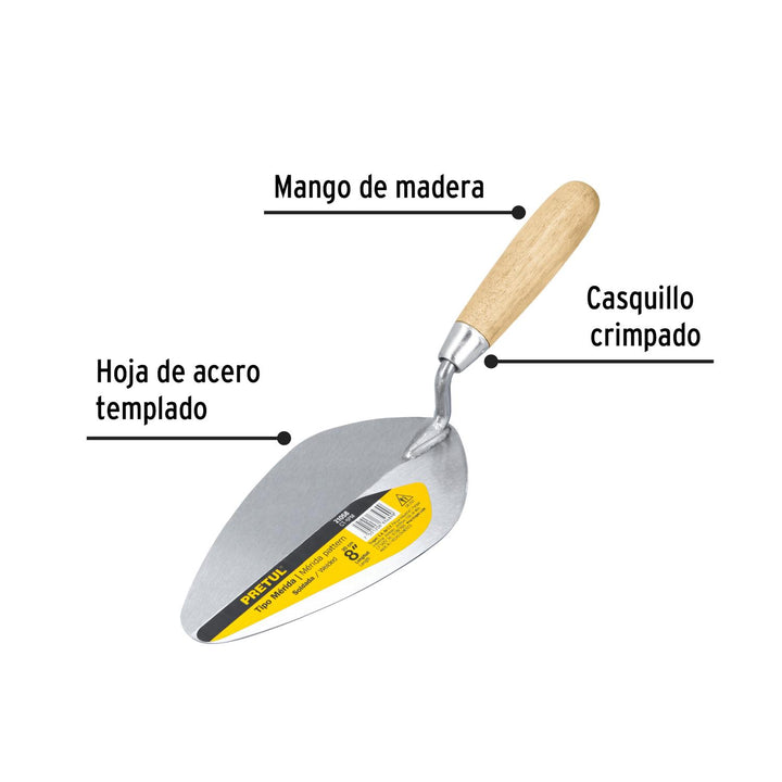 Cuchara para albañil, 8', tipo Mérida, Pretul Pretul - Mundo Tool 