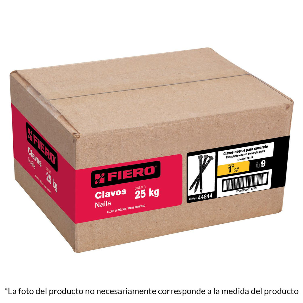Clavo para concreto a granel 1-1/2" negro caja de 25kg Fiero