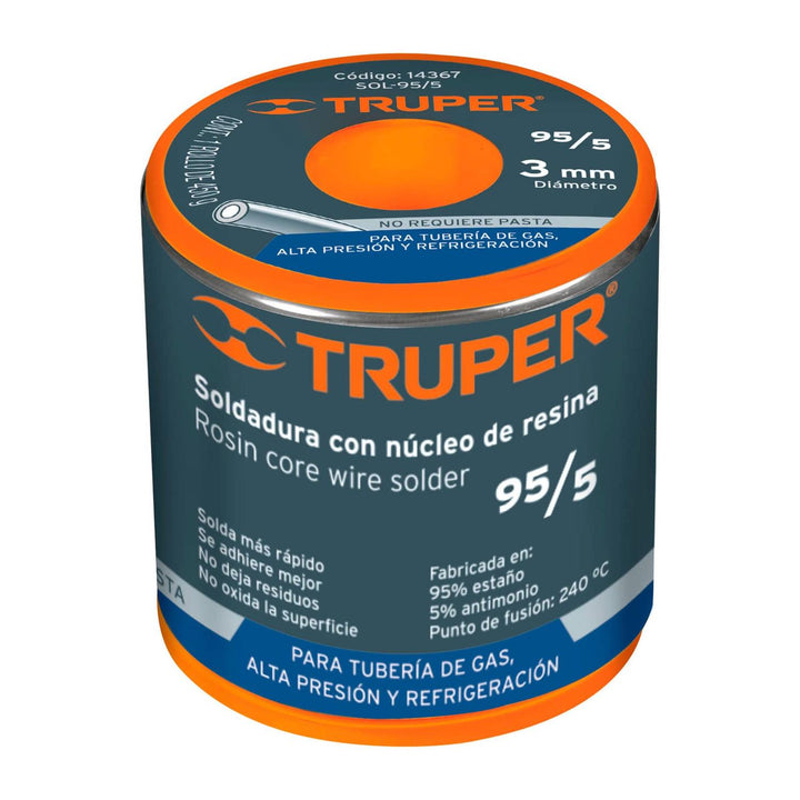 Soldadura con núcleo resina 95/5, tubería de gas, 450 g - Mundo Tool 