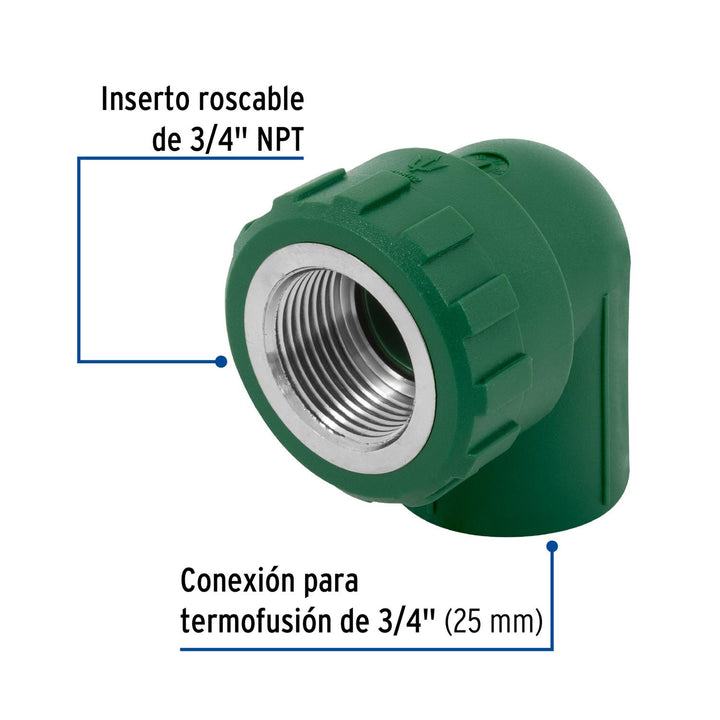 Codo 90° De Ppr 3/4' 25mm Hembra Foset - Mundo Tool 