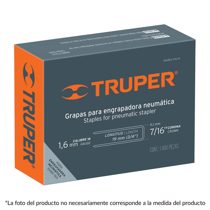 Grapas para engrapadora neumática ENEU-7/16, 32mm, 1,000pzas Truper - Mundo Tool 