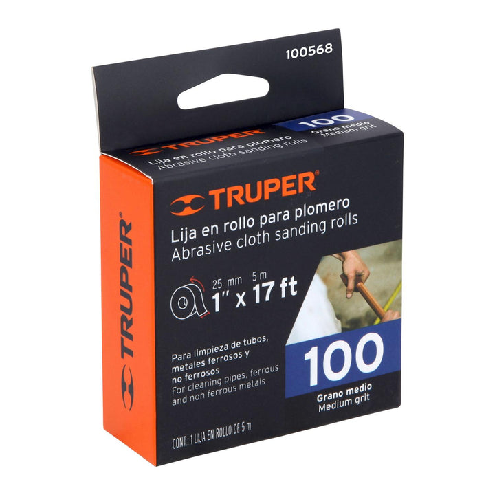 Lija para plomero grano 100 ancho 1". Rollo de 5 m - Mundo Tool 
