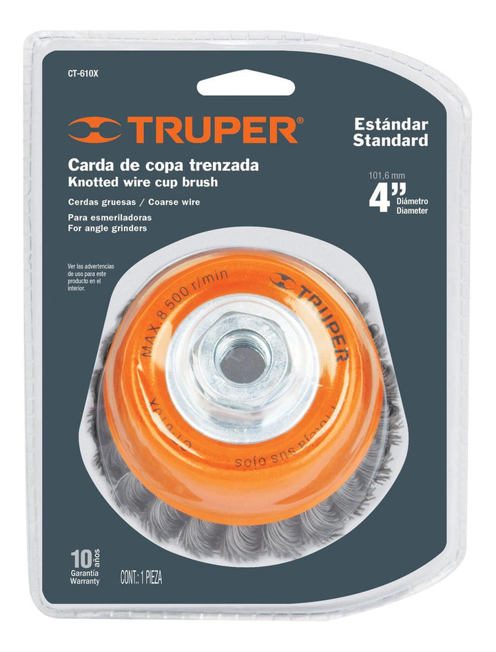 Carda Copa Alambre Trenzado Grueso 4x5/8' Par Truper - Mundo Tool 