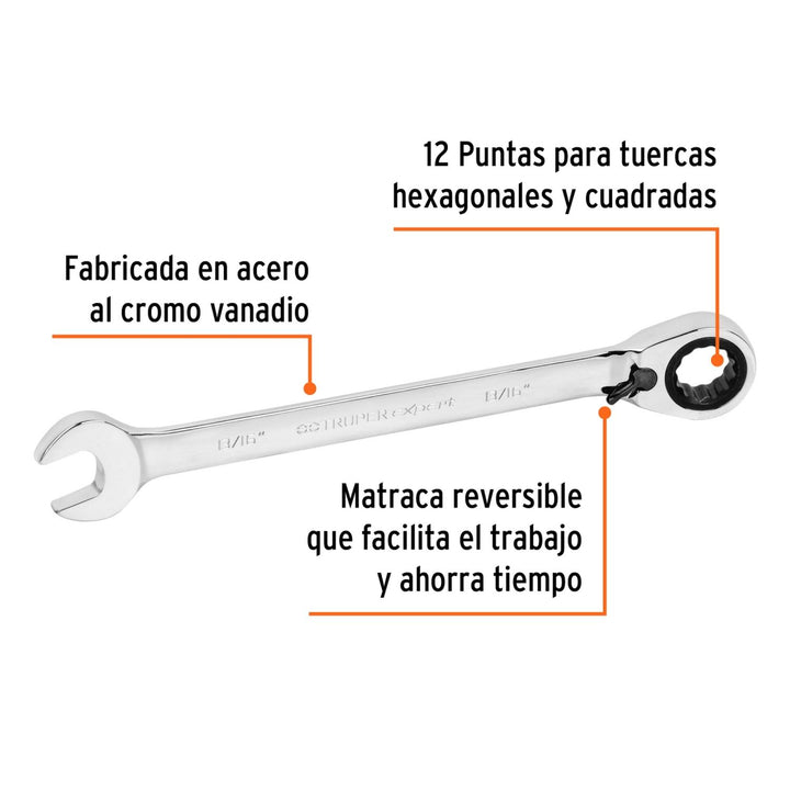 Llave Combinada 13/16 Matraca Truper Expert - Mundo Tool 