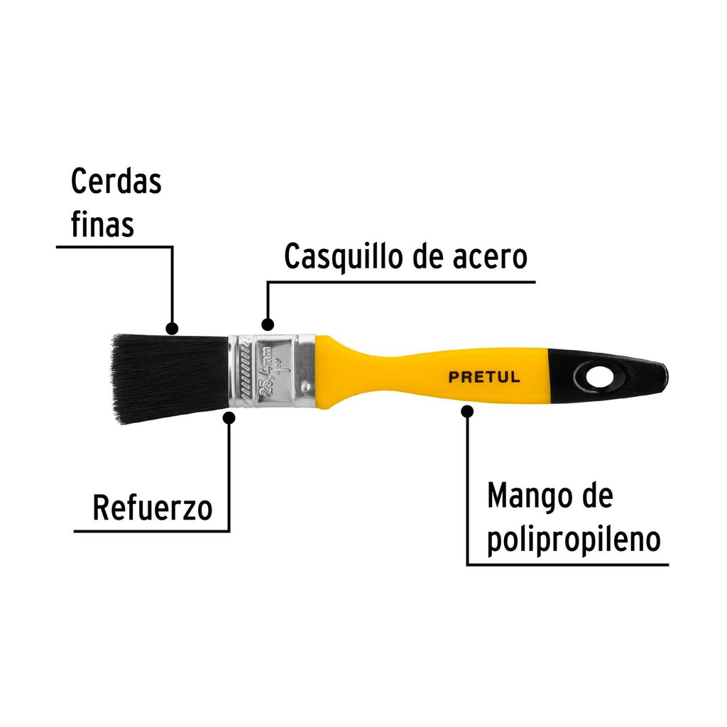 Brocha uso general de 1" con mango de plástico, Pretul - Mundo Tool 