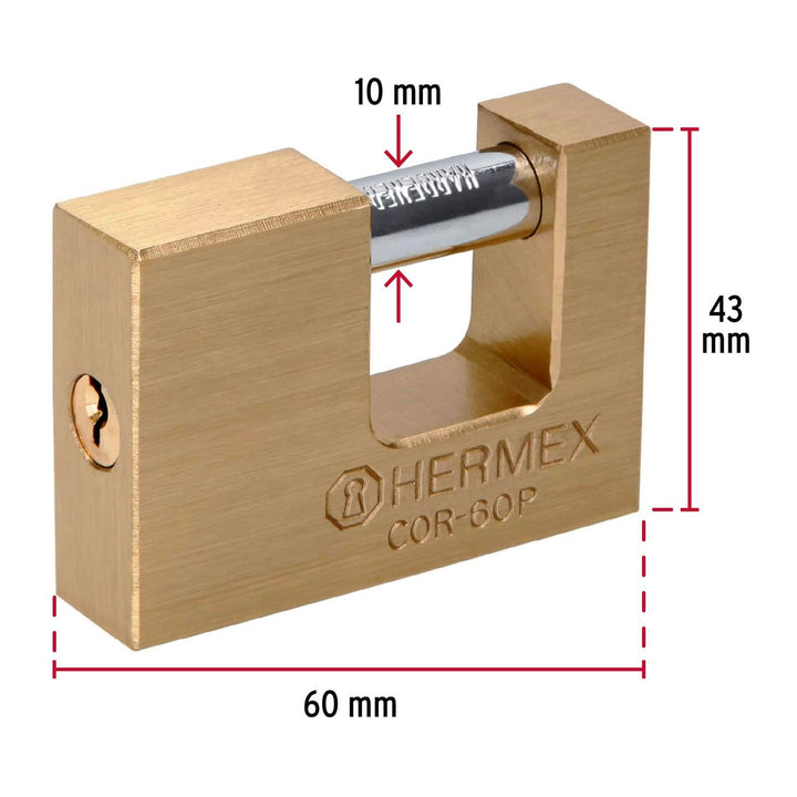 Candado De Latón Antipalanca 60 Mm Basic Hermex - Mundo Tool 