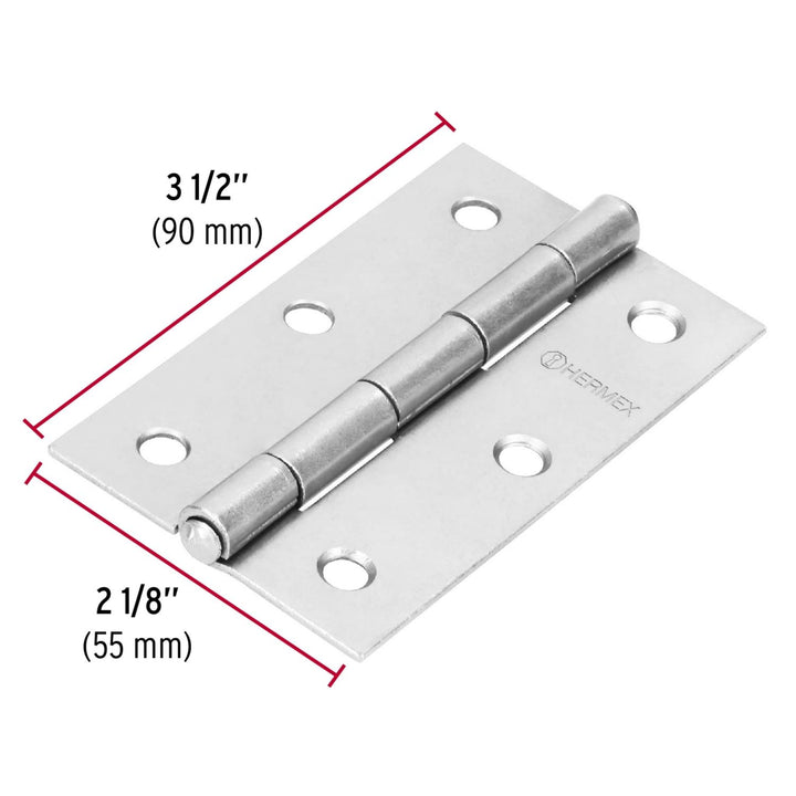 Bisagra Rectangular 3-1/2' Acero Pulido Hermex - Mundo Tool 