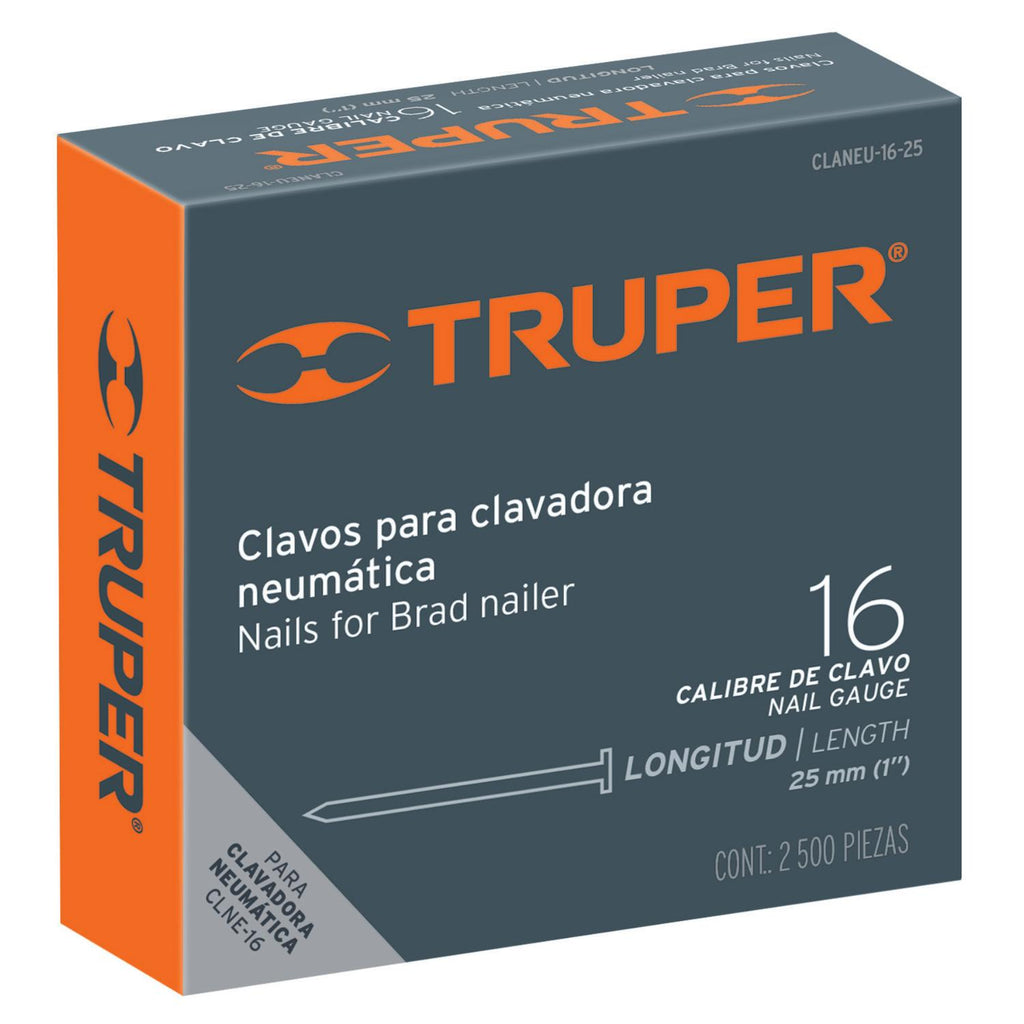 Clavos p/clavadora neumática CLNEU-2-1/2X, 25mm, 2,500 pzas Truper