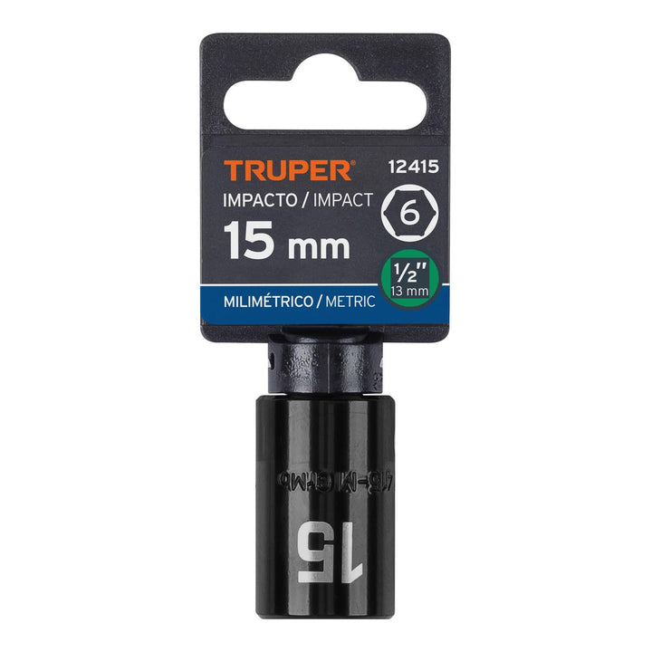 Dado de impacto 15mm cuadro 1/2" Truper - Mundo Tool 