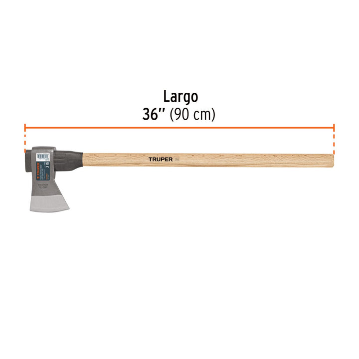 Hacha media labor 3 lb con mango de madera de 36', Truper - Mundo Tool 