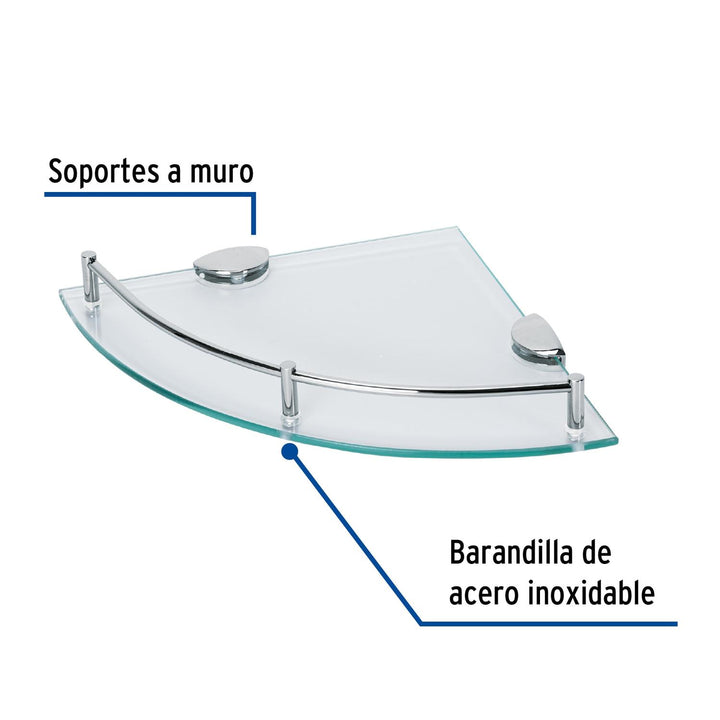 Juego de 4 repisas esquineras de vidrio, Foset - Mundo Tool 