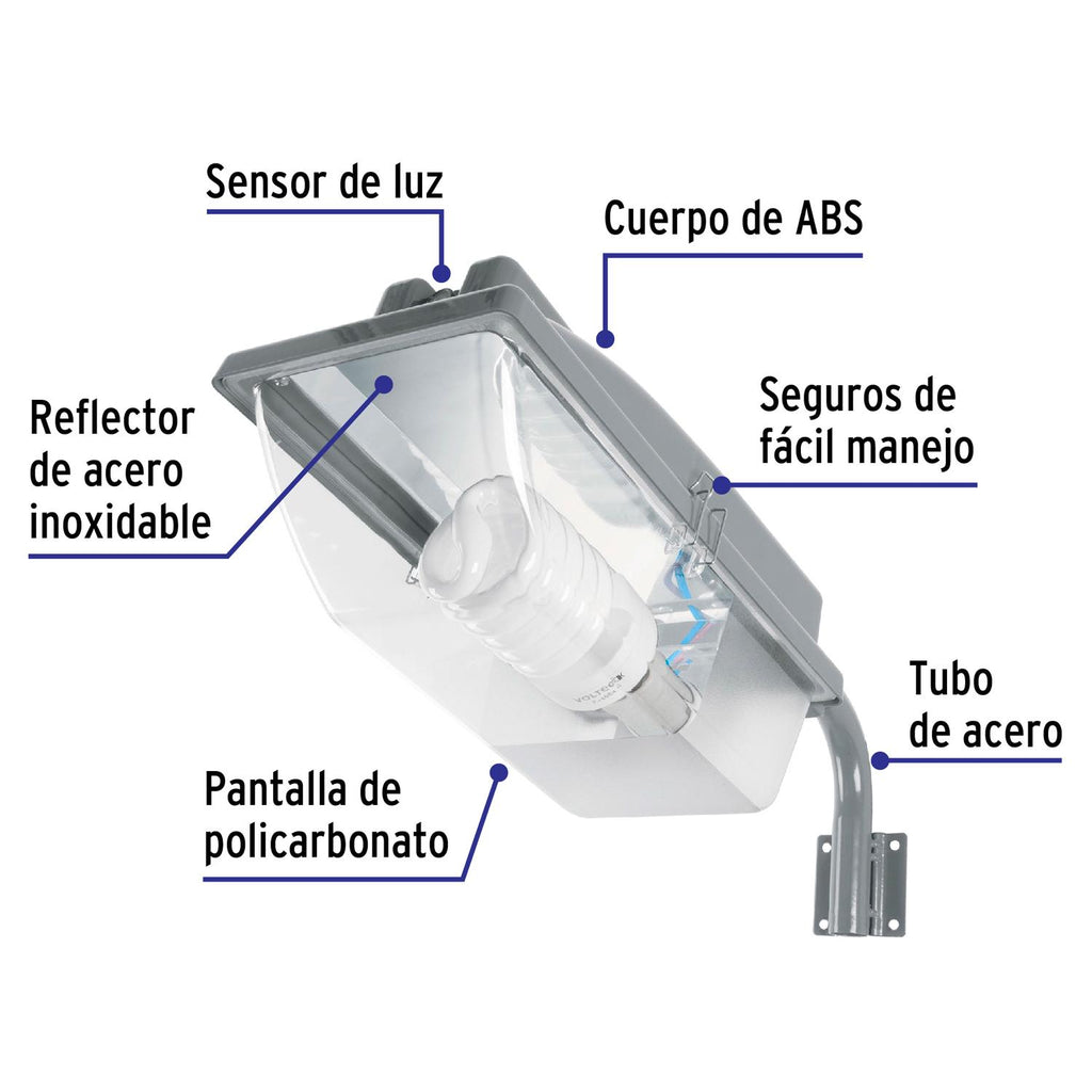Luminario suburbano de ABS 45 W sensor de luz, con lámpara - Mundo Tool 