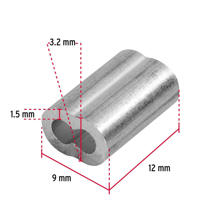 Bolsa con 50 casquillos dobles de aluminio, 3/32", Fiero - Mundo Tool 