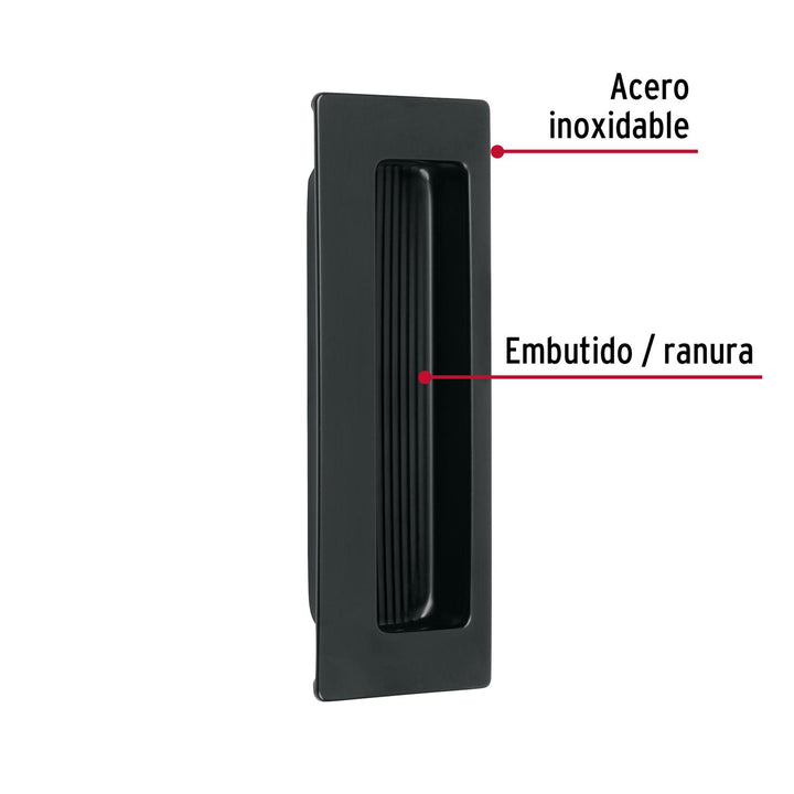 Jaladera de embutir cuadrada acabado negro, Hermex - Mundo Tool 