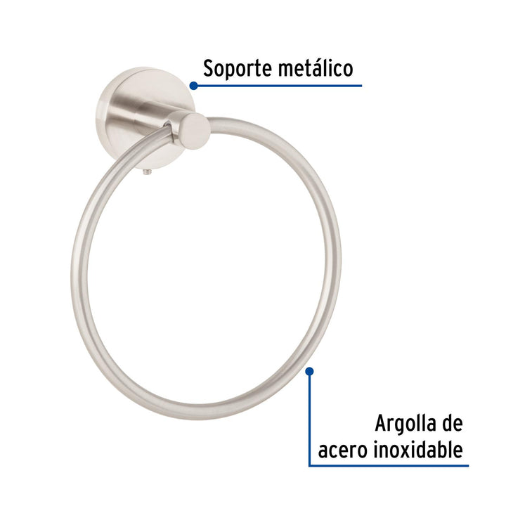 Toallero argolla metálico acabado satín, Foset Túbig - Mundo Tool 