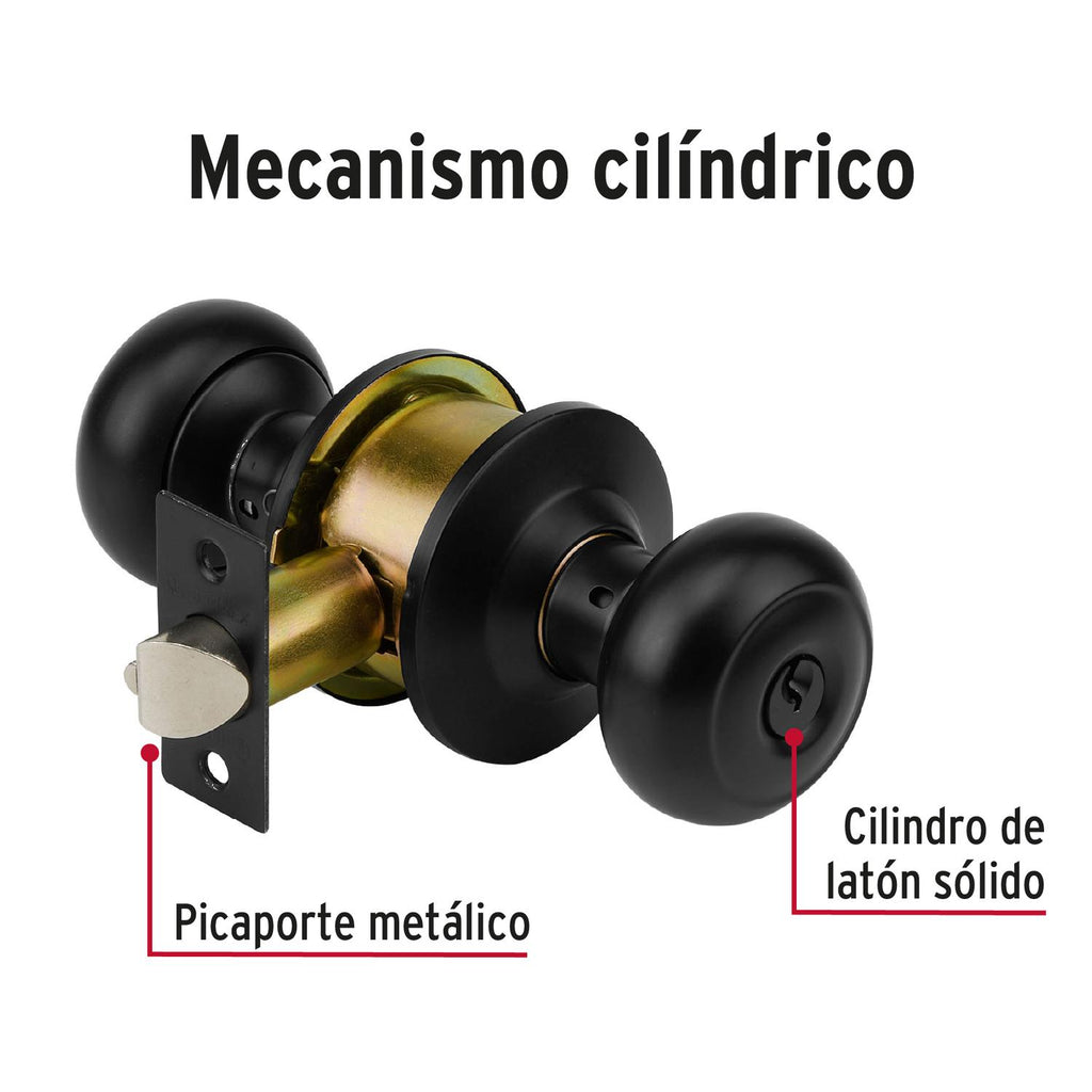 Cerradura pomo, negro, oval, entrada, Hermex - Mundo Tool 