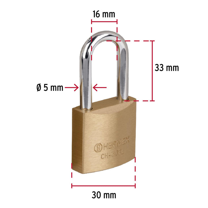 Candado De Hierro 30mm Largo Basic Hermex - Mundo Tool 