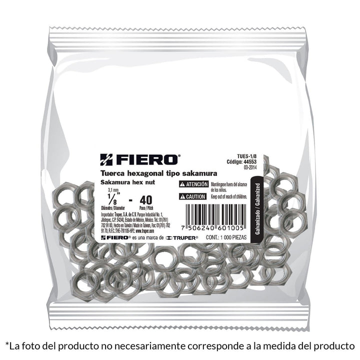 Tuerca De Acero Hexagonal De 3/16' Tipo Sakam Fiero - Mundo Tool 