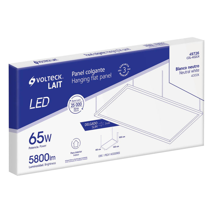 Panel delgado colgante de LED 65 W 60 x 120 cm luz neutra - Mundo Tool 