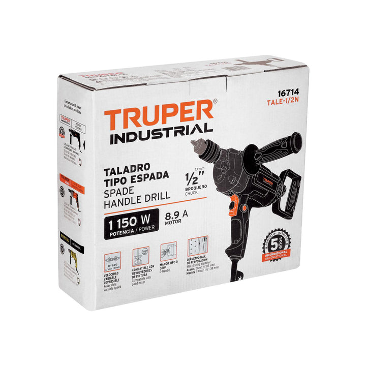 Taladro tipo espada 1/2", 1150W, TRUPER INDUSTRIAL - Mundo Tool 