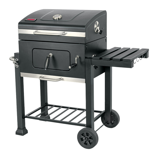 Asador de carbón de 24' con tapa, negro, FIERO - Mundo Tool 