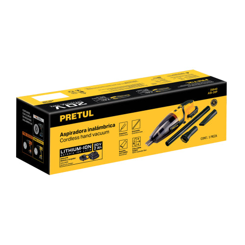 Aspiradora para auto, 20V, 1 batería 2Ah, PRETUL - Mundo Tool 