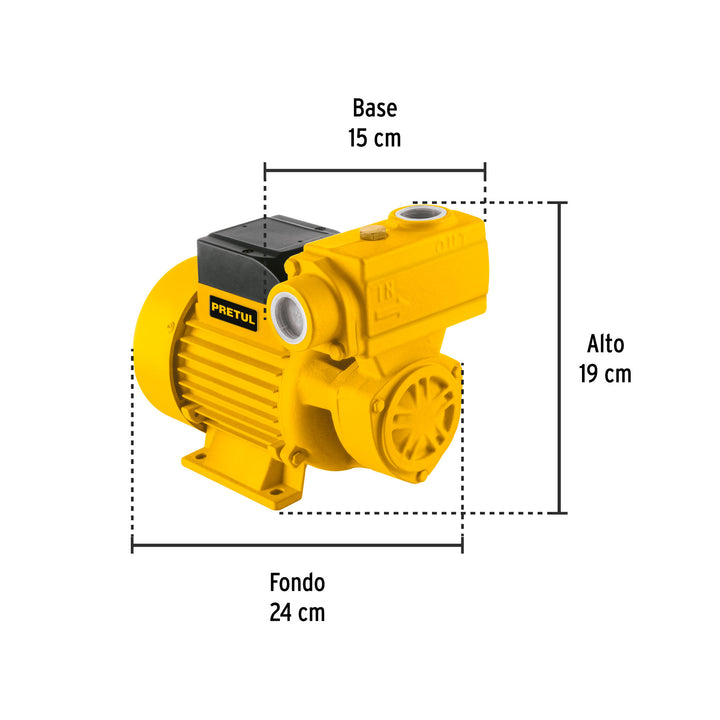Bomba periférica autocebante 1/2HP, uso agrícola, PRETUL - Mundo Tool 