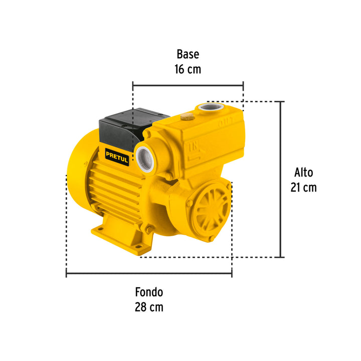 Bomba periférica autocebante 3/4HP, uso agrícola, PRETUL - Mundo Tool 