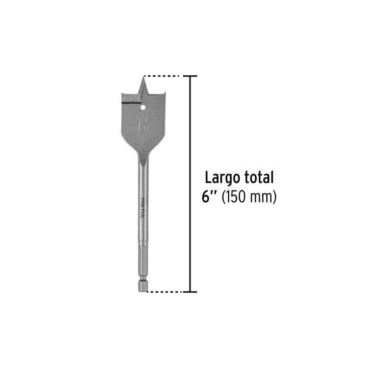 Broca plana de manita 1-1/4" para madera, Pretul - Mundo Tool 