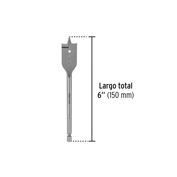 Broca plana de manita 7/8" para madera, Pretul - Mundo Tool 