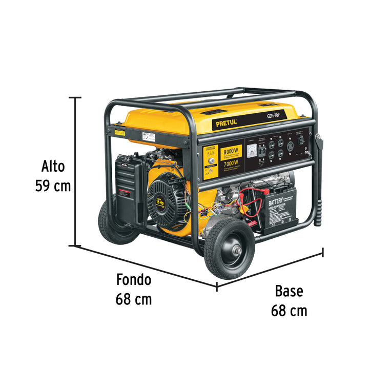 Generador portátil 7 kW motor a gasolina, PRETUL - Mundo Tool 