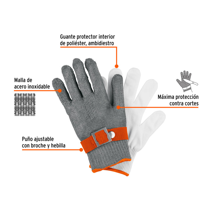 Guante Anticorte NV 5 de Acero Inoxidable, CH, Truper - Mundo Tool 
