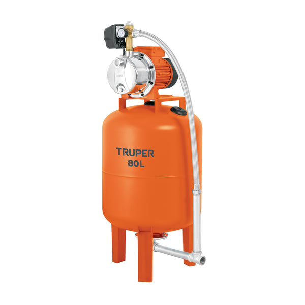 Equipo hidroneumático 80L, bomba jet inox. 1 HP, TRUPER - Mundo Tool 